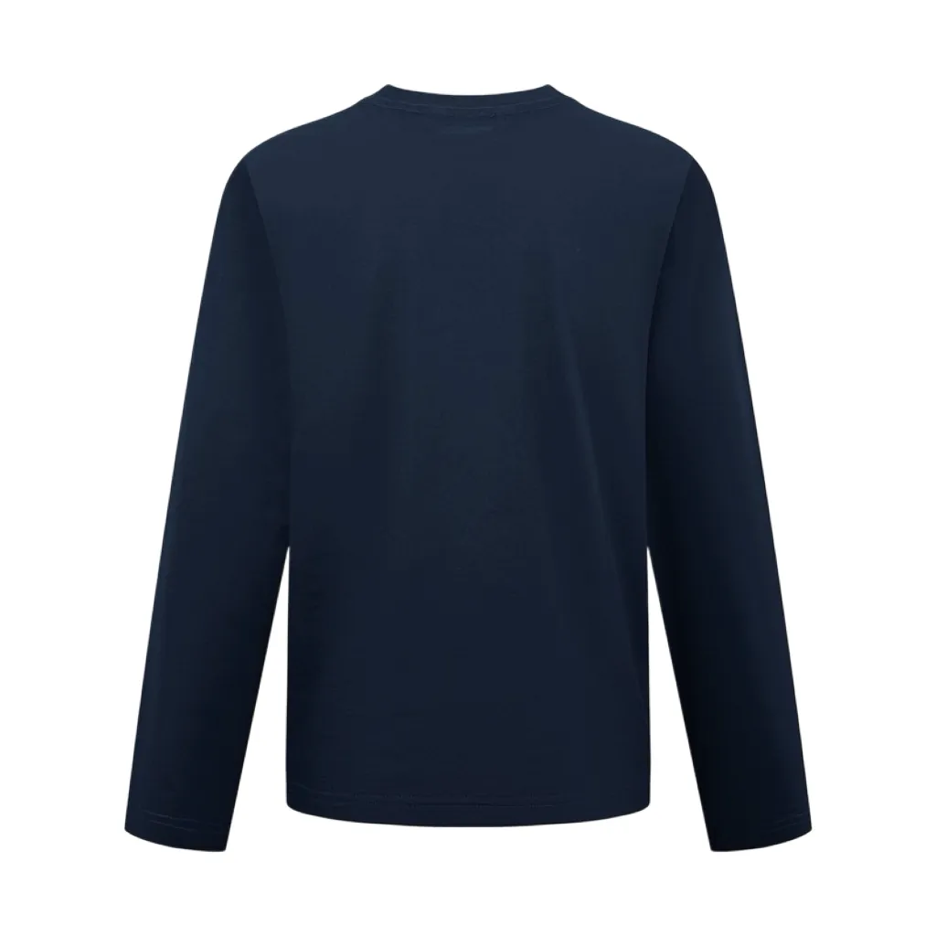 Acne Studios Logo Embroidered Long Sleeve (Blue) The fabric is made of custom organic cotton knitted with foggy clouds. It is delicate and soft, comfortable and skin-friendly. The color is dark navy blue. It condenses the tranquility and depth of the deep sea twilight. Retro calmness has a natural sense of coolness and luxury. The Acne Studios embroidered logo in White handwriting on the chest is like the finishing touch. It is low-key and engraved with the brand genes. It shows high-level recognition in silent places. Wear it with the Series suit. The top and bottom echo each other to form a luxurious and elegant system. It interprets the unique Nordic elegant mood. It uses imported machine embroidery technology and uses advanced computer control systems and precision mechanical components to realize the Acne Studios logo work. It has high precision. The lines are smooth and delicate. The fabrics have been fermented and washed. It has a better hand feel and texture. It is not easy to deform, not easy to shrink, not easy to fade, and maintains long-term beauty. Size:S-M-L-XL